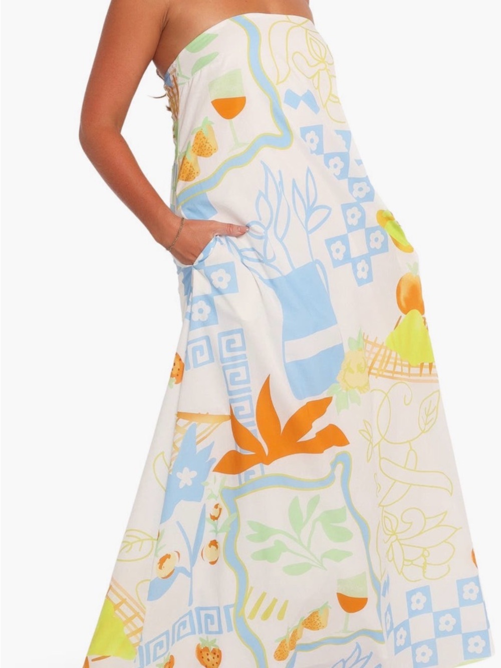 Petal & Pup Cream Strapless Maxi Dress